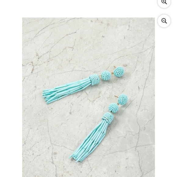 Turquoise Beaded Tassel Earrings - Picture 1 of 3